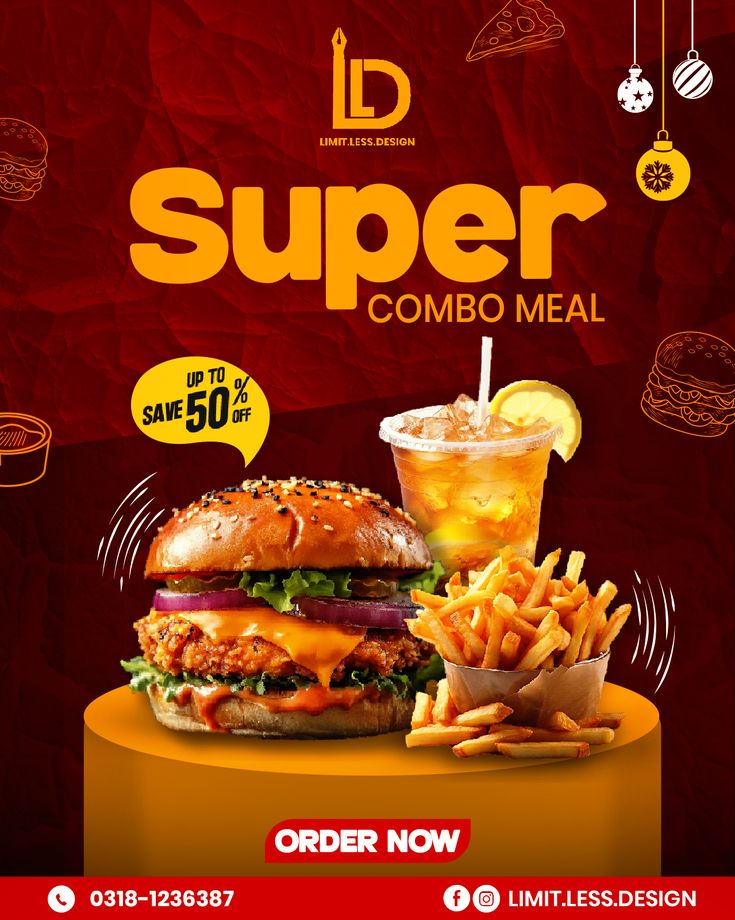 Super Combo Meal – Fast Food Promotional Poster